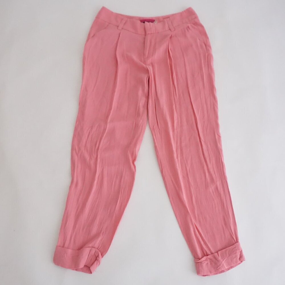 Alice Olivia Pink Pleated Ankle Pants Cuffed Hem Tailored Quiet Luxury 4